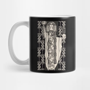 Art Nouveau Lady 3 (cream on black) Mug